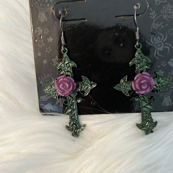 NWOT Being Devine Cross Drop Earrings - Picture 4 of 4